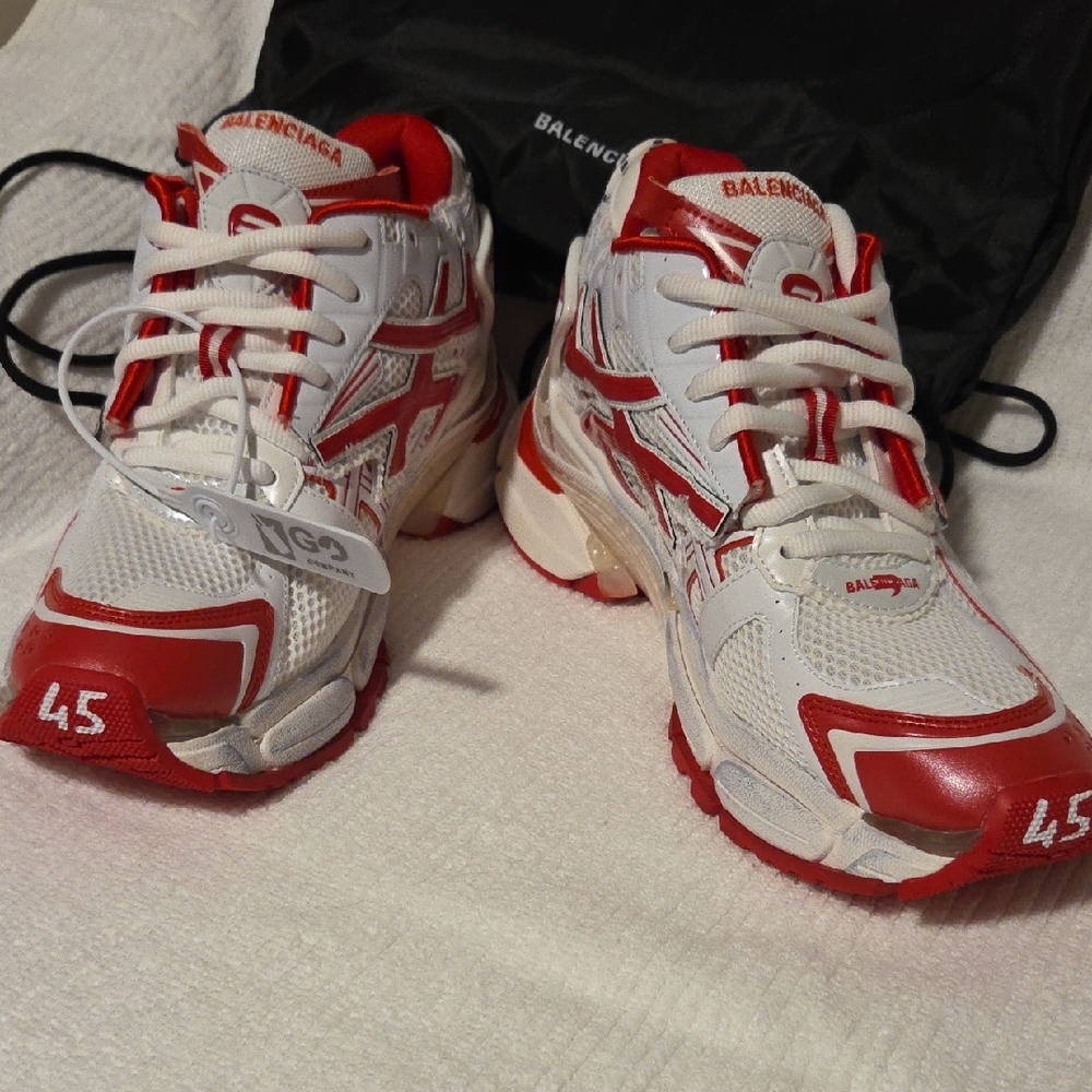 Balenciaga Dynamic Red and White Athletic Shoes